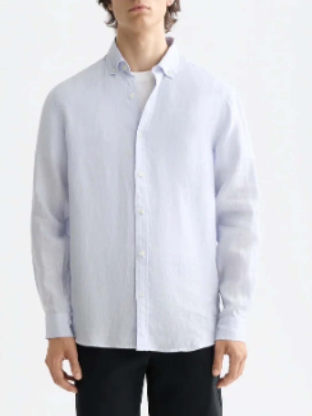 ESSENTIALS — LINEN LONG SLEEVE BUTTON-DOWN SHIRT